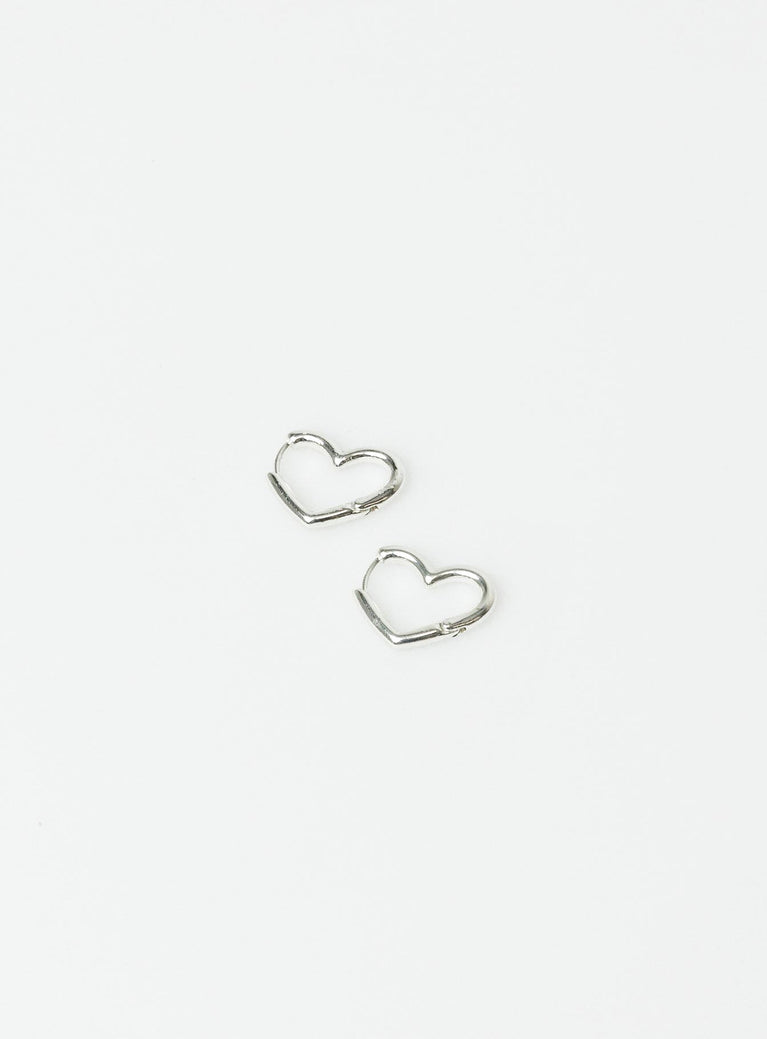 Earrings Silver toned Heart design Hoop fastening