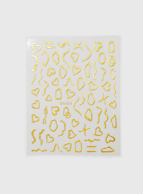 Floating Along Nail Stickers Gold