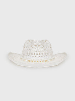 Straw cowboy hat Moulded brim, beaded detail