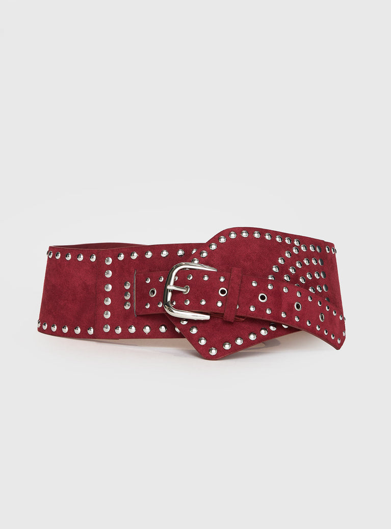 Calexico Studded Faux Suede Belt Red