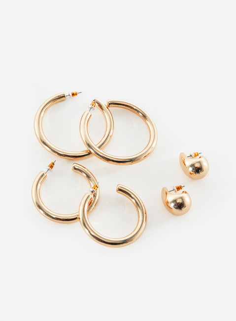 Velvette Earring Pack Gold