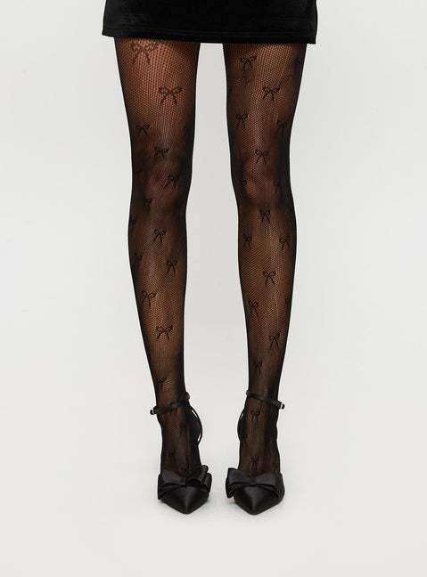 Nexus Bow Detail Stockings Black