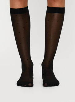Audley Sheer Knee High Socks Black