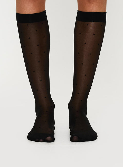 Audley Sheer Knee High Socks Black