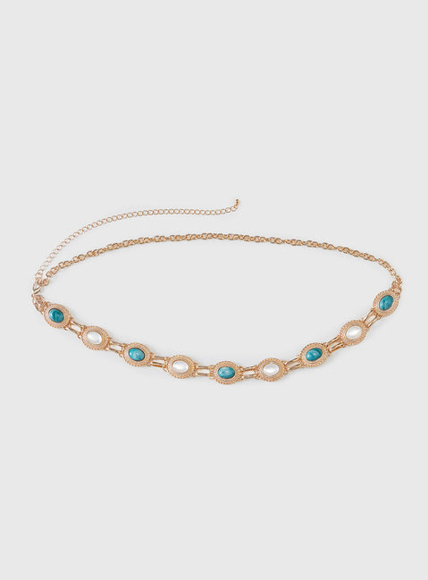 Finesse Beaded Chain Belt Gold