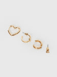 Gold-toned earring pack Pack of four, stud, hoop and cuff styles