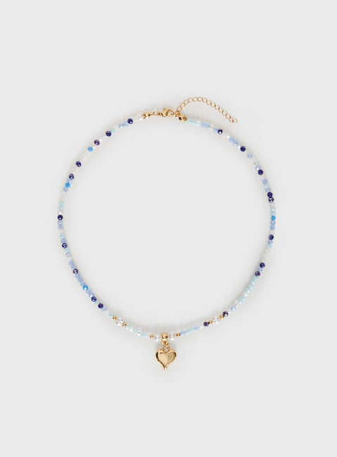 Necklace Beaded design, heart pendant design, lobster clasp fastening