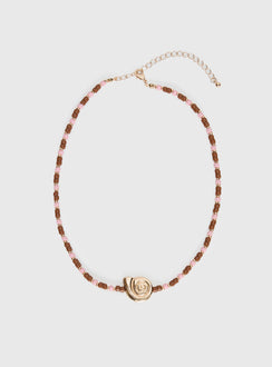 Danyel Beaded Necklace Pink / Brown