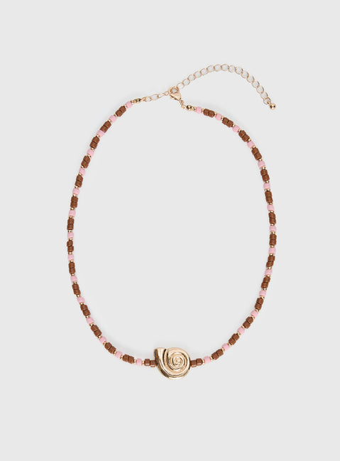 Danyel Beaded Necklace Pink / Brown