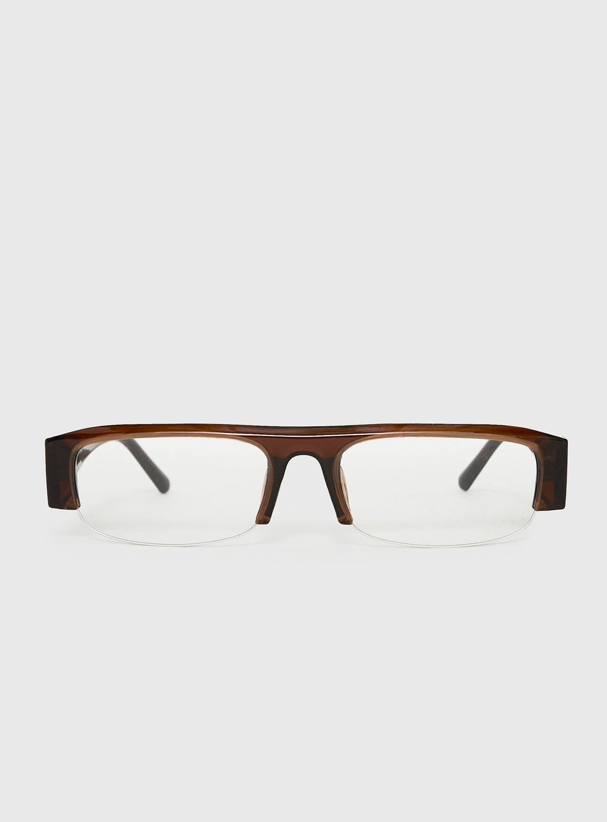Elzie Blue Light Rectangle Glasses Brown / Clear