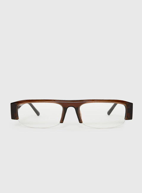 Elzie Blue Light Rectangle Glasses Brown / Clear