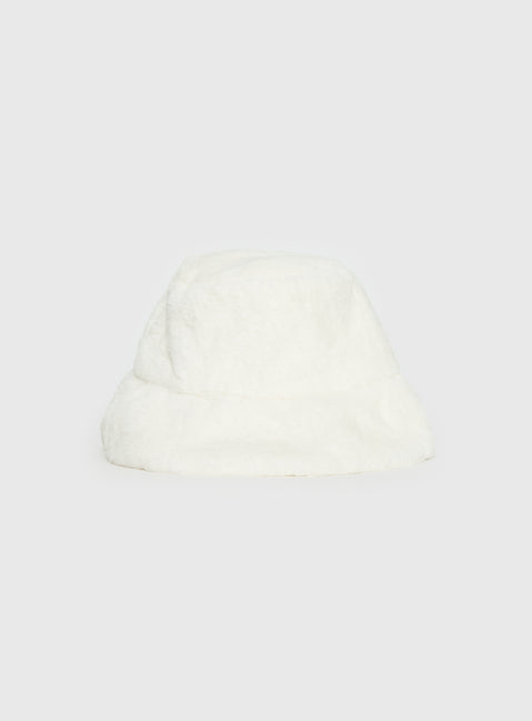Theo Plush Bucket Hat White