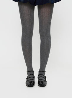 Flashback Ribbed Stockings Grey