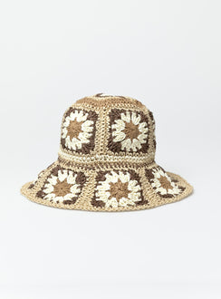 Bucket hat Crochet design Internal drawstring Wired brim Unlined 