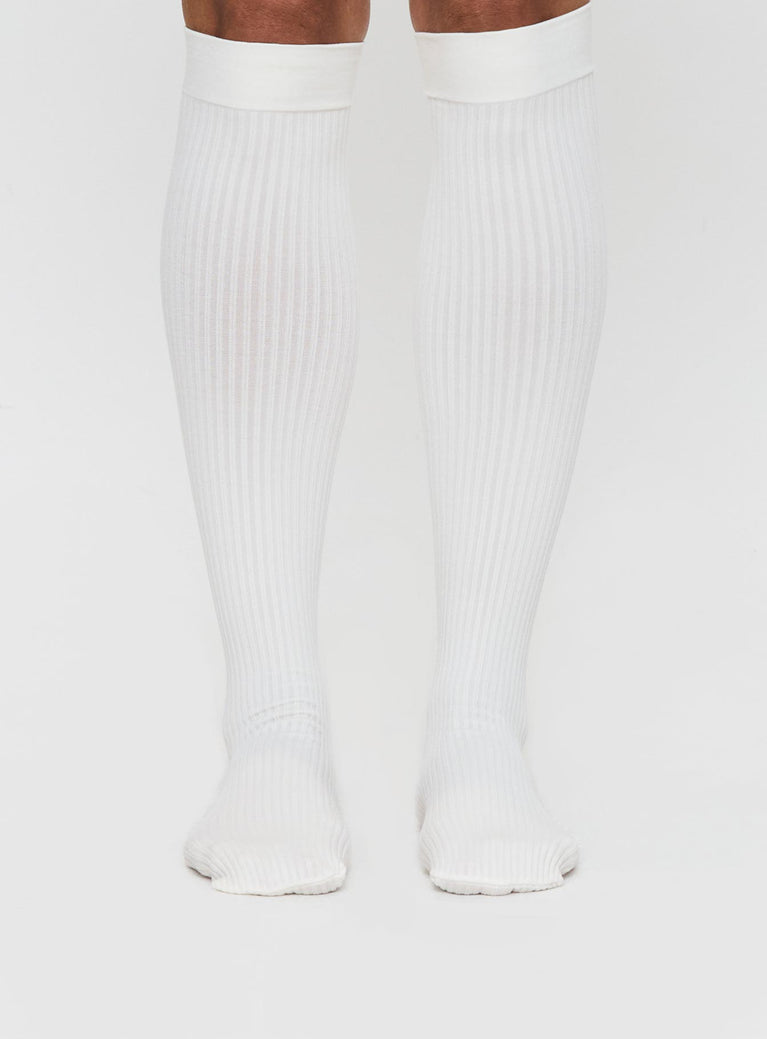 Sabryna Over Knee Socks White