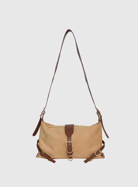Anatolius Faux Suede Shoulder Bag Brown