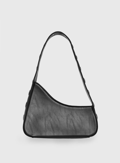 Popular Slanted Shoulder Bag Black