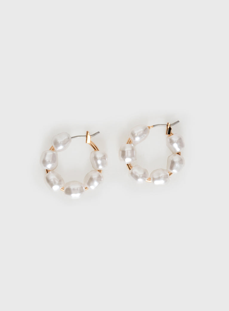 Neaman Pearl Hoop Earrings Gold / White