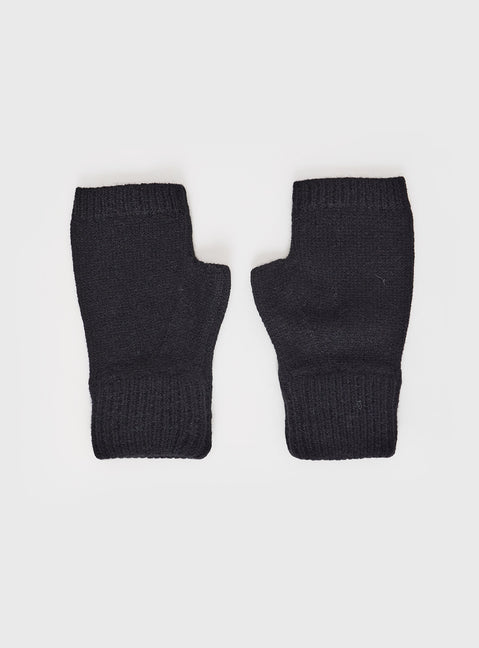Black Knit mittens Fingerless style
