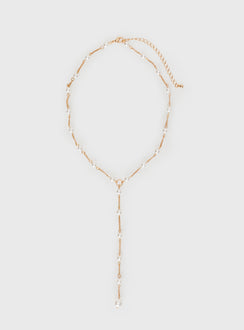 Gold-toned necklace Pearl detail, lobster clasp fastening