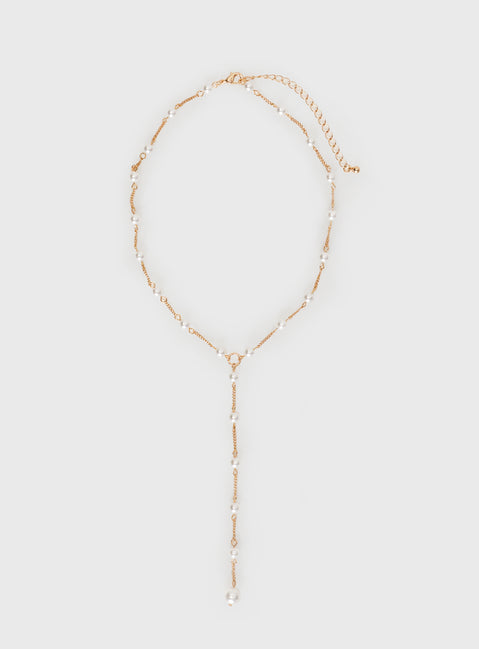 Gold-toned necklace Pearl detail, lobster clasp fastening
