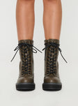 Exa Combat Boots Olive Green