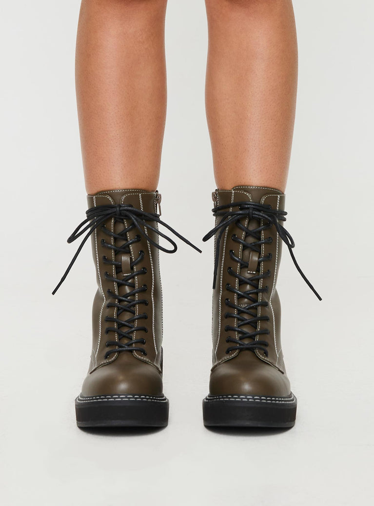 Exa Combat Boots Olive Green