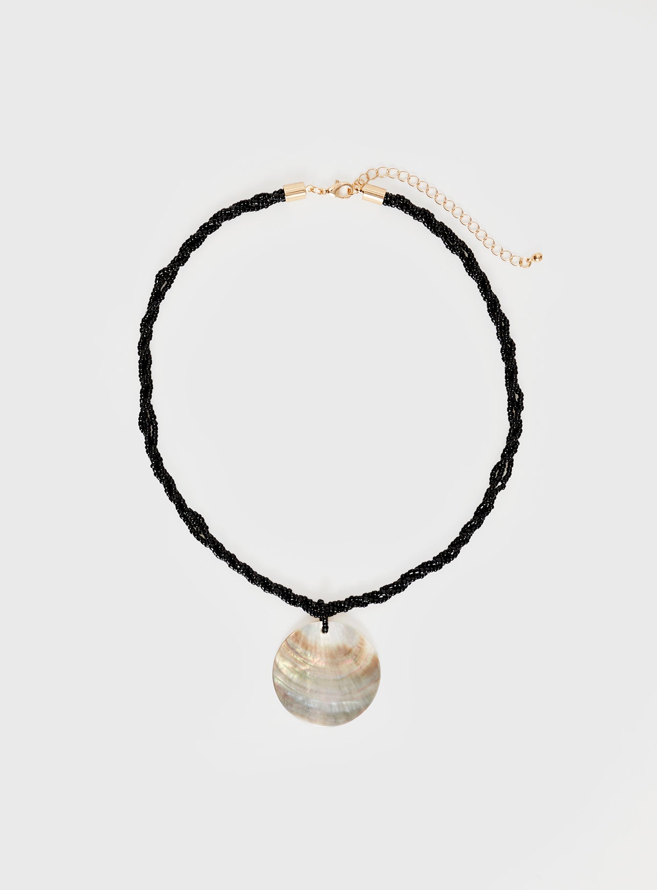 Gold-toned necklace Beaded design, shell pendant, lobster clasp fastening