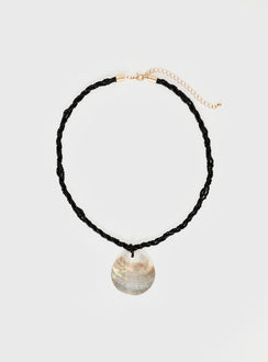 Gold-toned necklace Beaded design, shell pendant, lobster clasp fastening