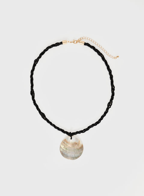 Gold-toned necklace Beaded design, shell pendant, lobster clasp fastening