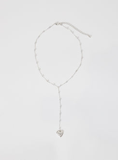Necklace Silver toned, heart pendant
