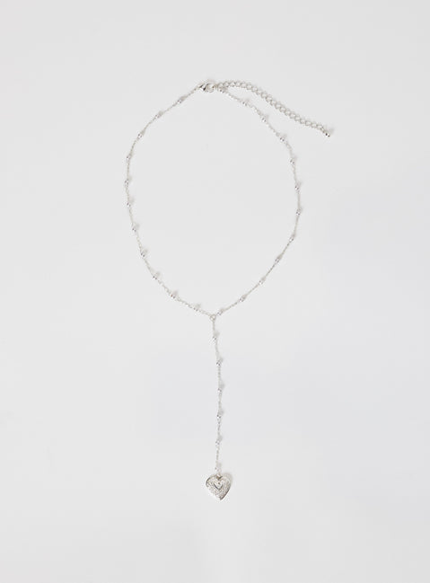 Necklace Silver toned, heart pendant