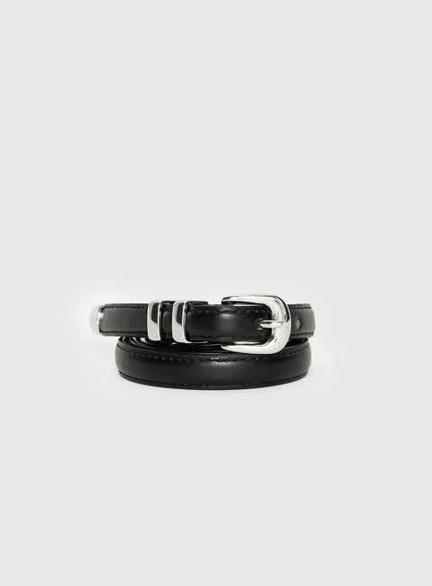Night Changes Micro Faux Leather Belt Black
