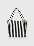 Halcyone Tote Bag White / Black Stripe