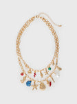 Sealife Charm Necklace Gold