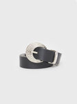 Faux leather belt, silver-toned buckle