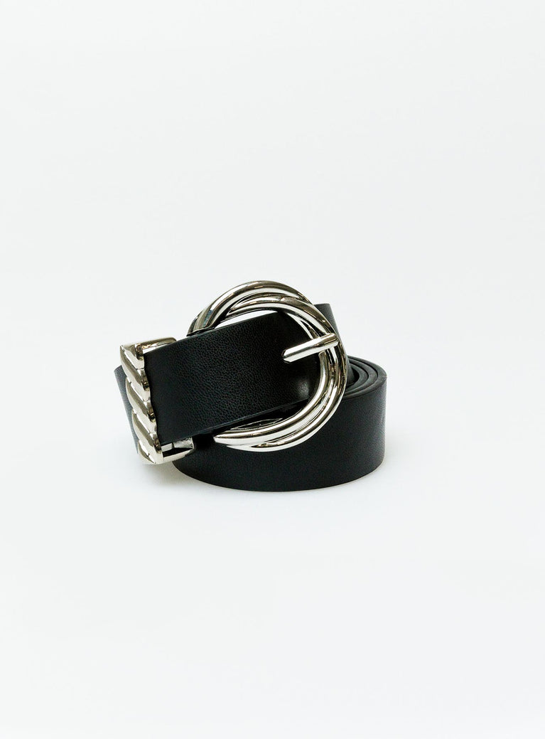 Belt Faux leather Silver toned buckle