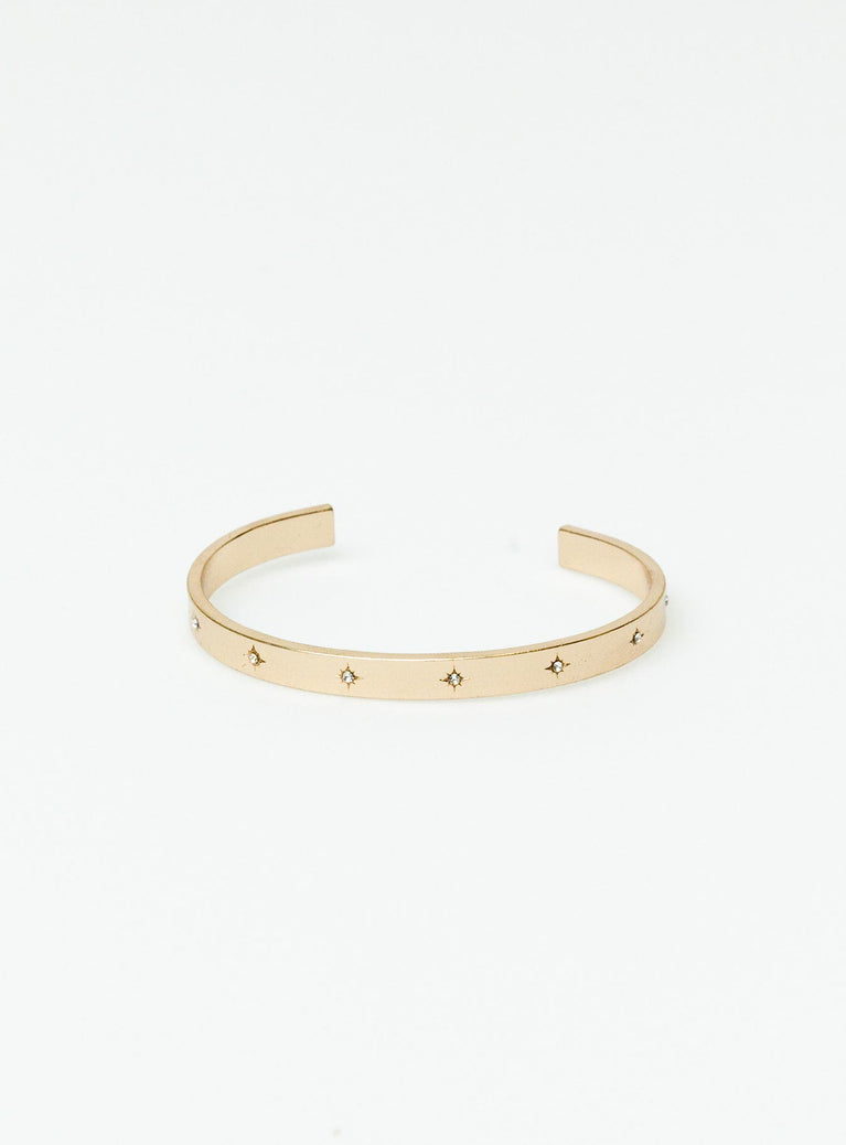 Cuff Gold toned Diamante detail Fixed shape