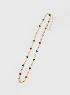 Gold-toned necklace Beaded design, lobster clasp fastening