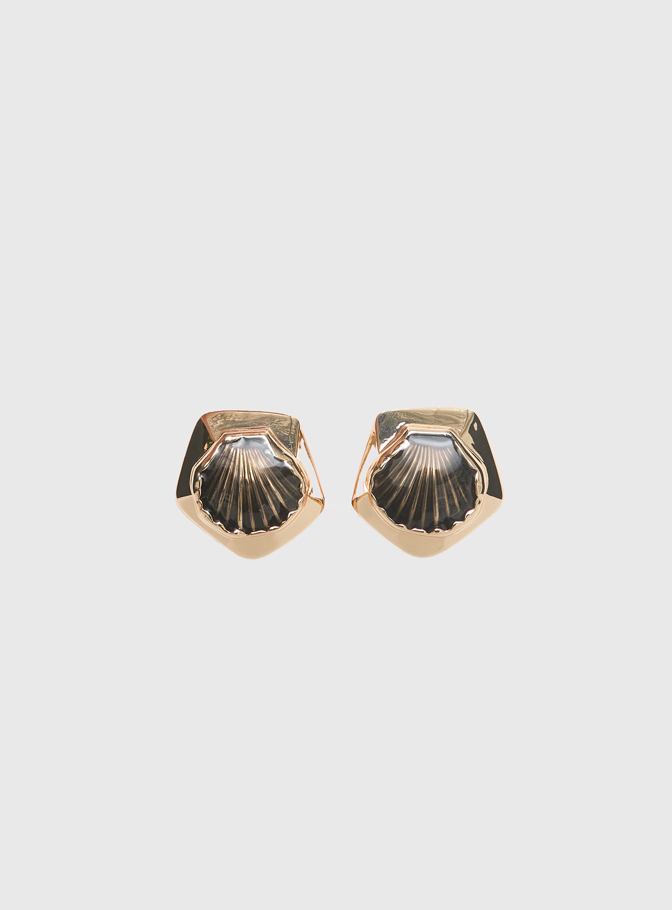 For The Thrill Shell Earrings Gold / Brown