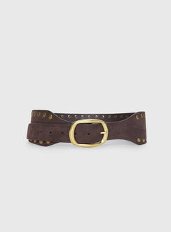 Spheres Stud Belt Dark Brown