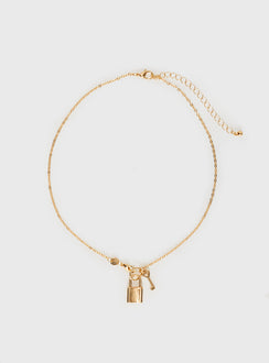 Lock & Key Necklace Gold