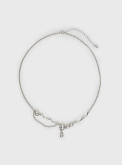 Necklace Silver-toned, gemstone detail, lobster clasp fastening