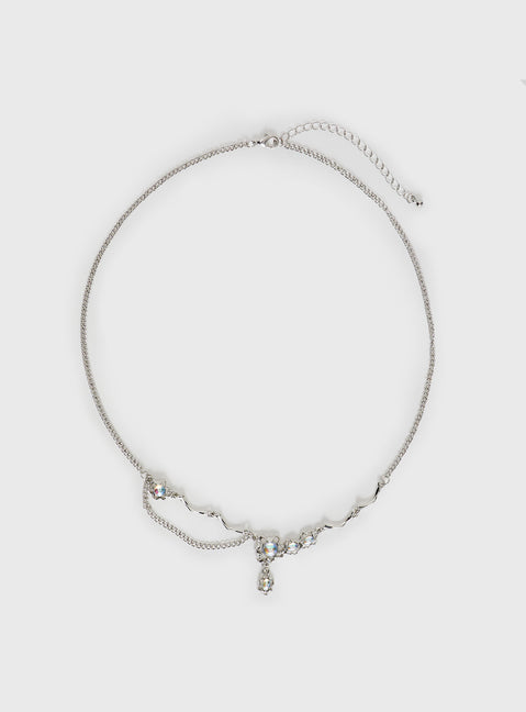 Necklace Silver-toned, gemstone detail, lobster clasp fastening