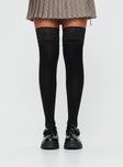 Thigh-high stocking with lace trim Good stretch, unlined 