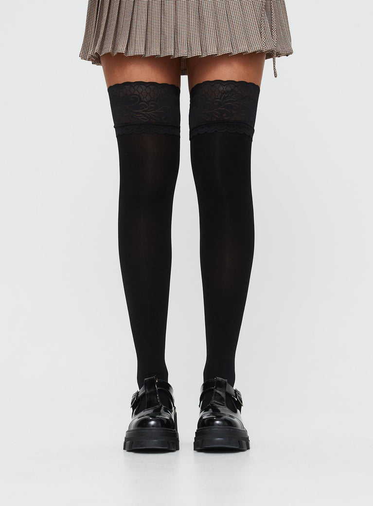 Thigh-high stocking with lace trim Good stretch, unlined 