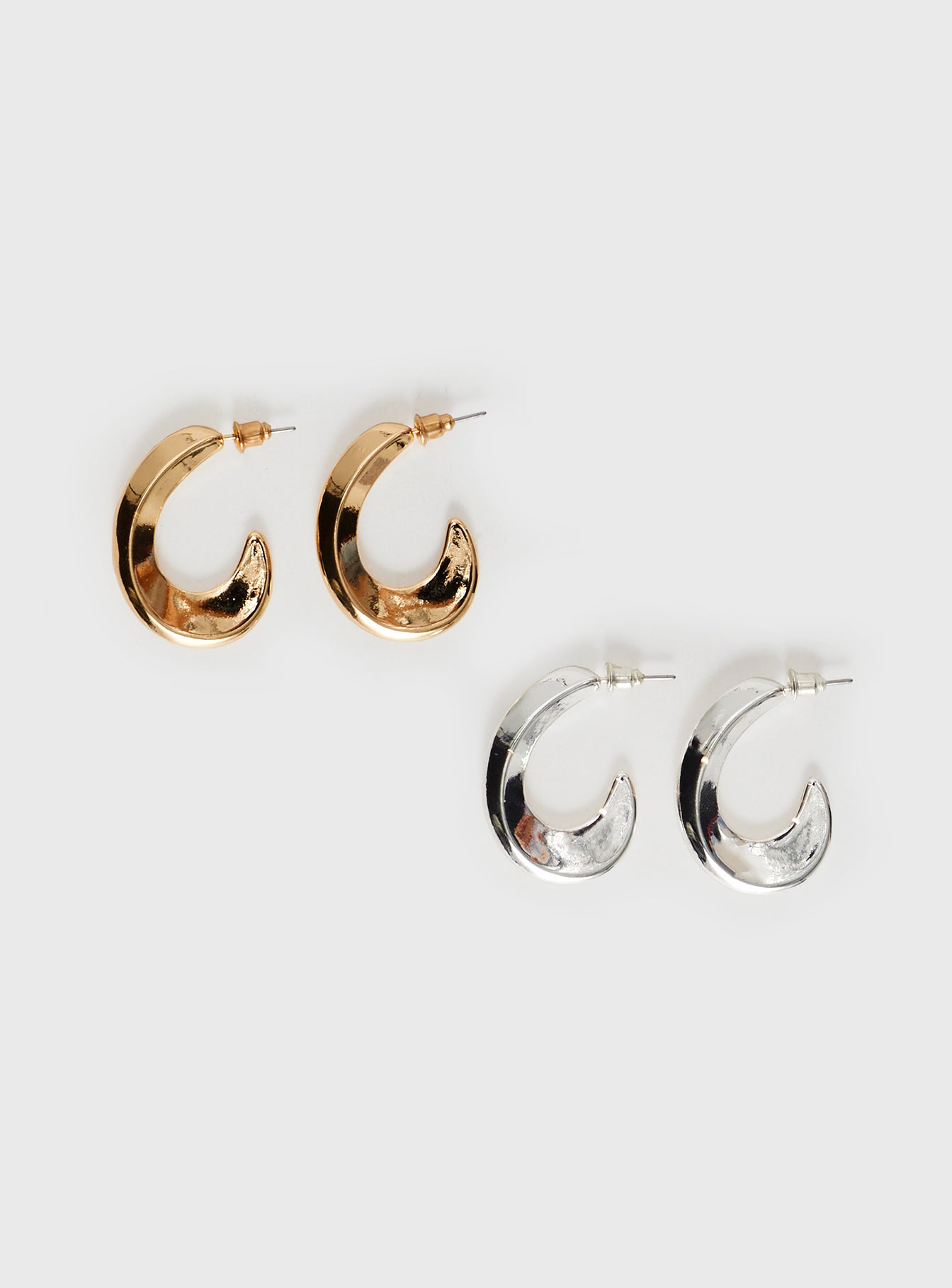 Earring pack Mixed metals, hoop style, stud fastening