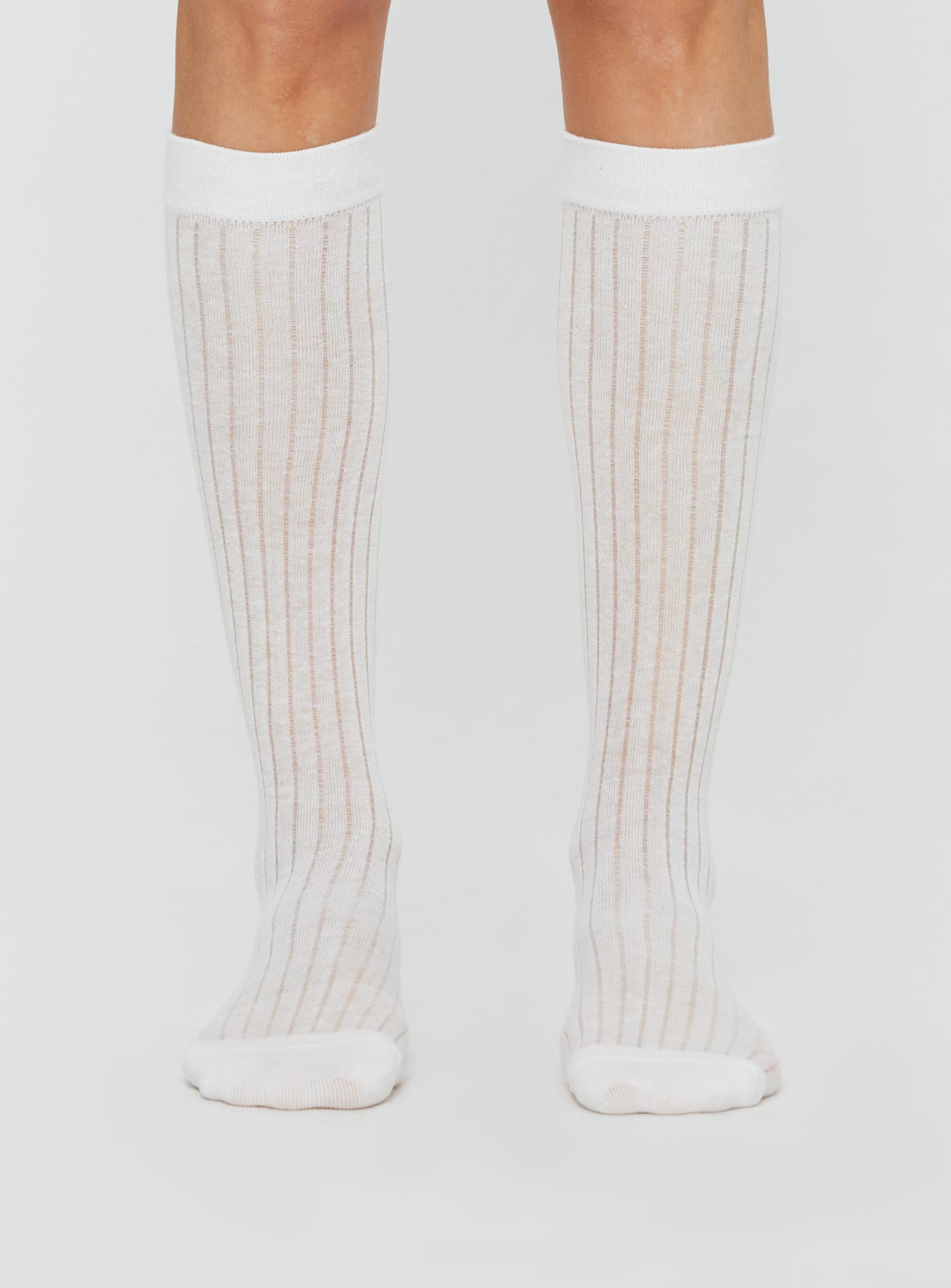 Knee high socks  Ribbed cuff, sheer
