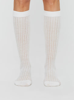 Knee high socks  Ribbed cuff, sheer