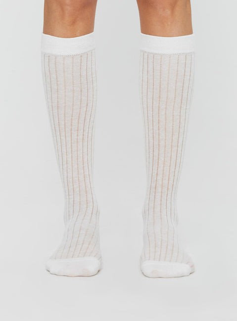 Knee high socks  Ribbed cuff, sheer